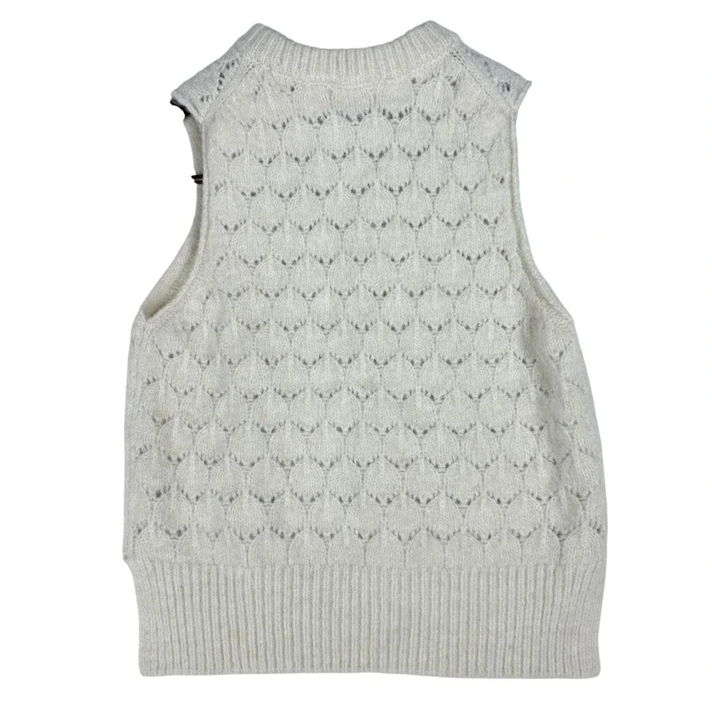 Universal Thread Sweater Vest Women XS Cream Pointelle Knit Cottagecore Preppy